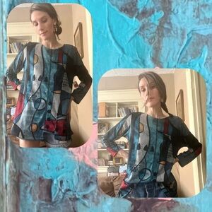 🏷️🎉🆕 nwt! • multicolor abstract geometric front button pocket tunic